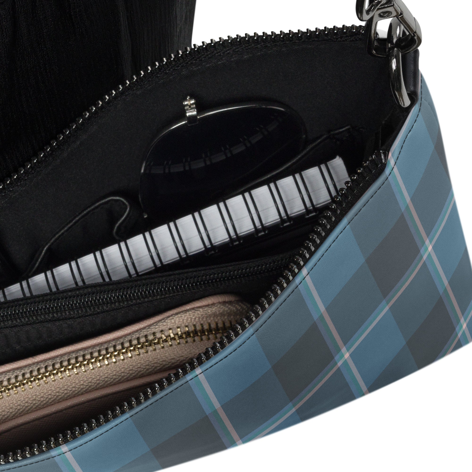 Personalized Crossbody Bag Hoki and Shuttle Gray Plaid - Scottish Squares