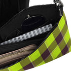 Personalized Crossbody Bag Electric Lime and Livid Brown Plaid - Scottish Squares