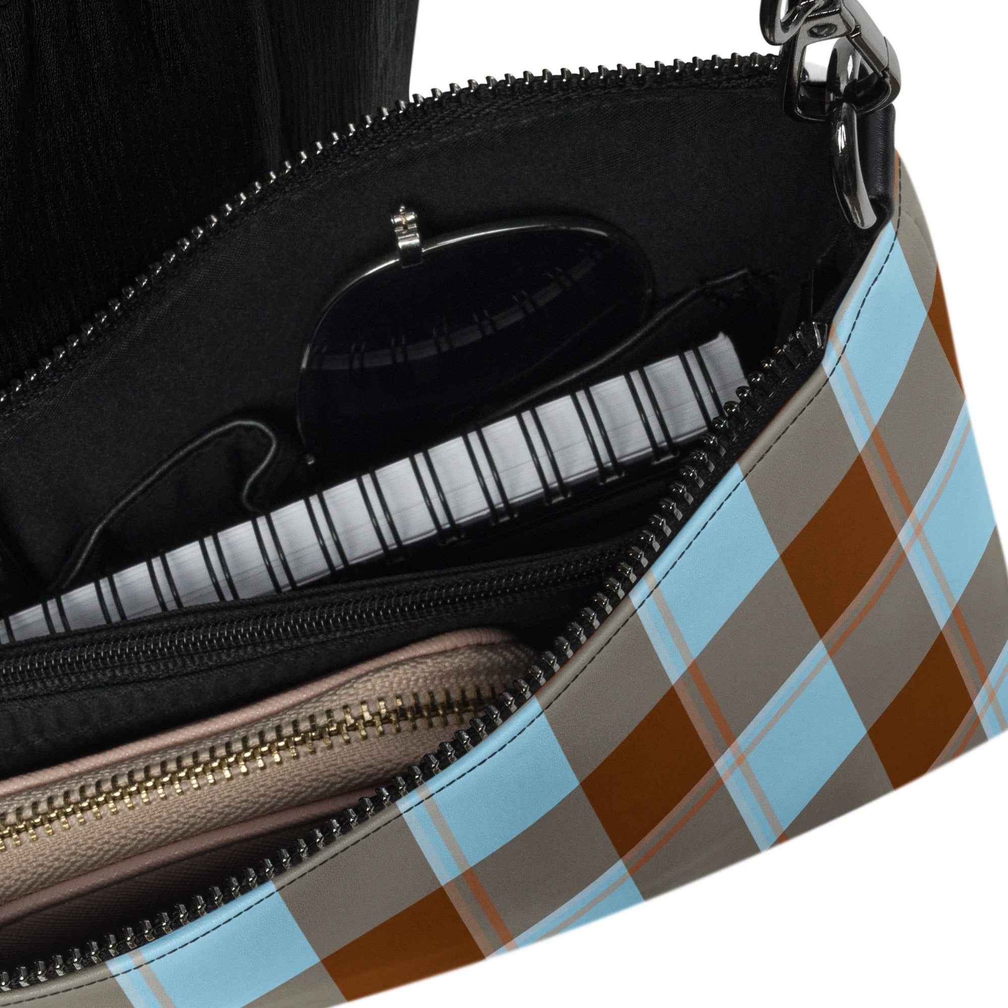 Personalized Crossbody Bag Blizzard Blue and Livid Brown Plaid - Scottish Squares