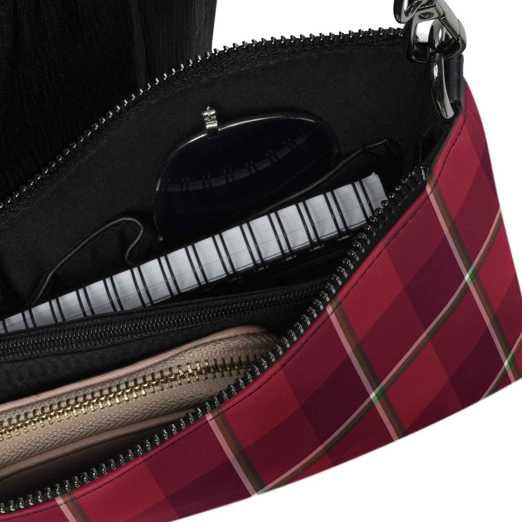 Personalized Crossbody Bag Old Brick and Cab Sav Plaid - Scottish Squares