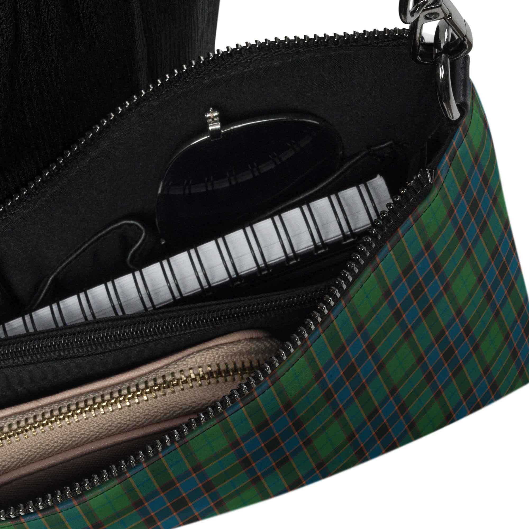 Crossbody Bag Green Blue Orange Plaid Tartan