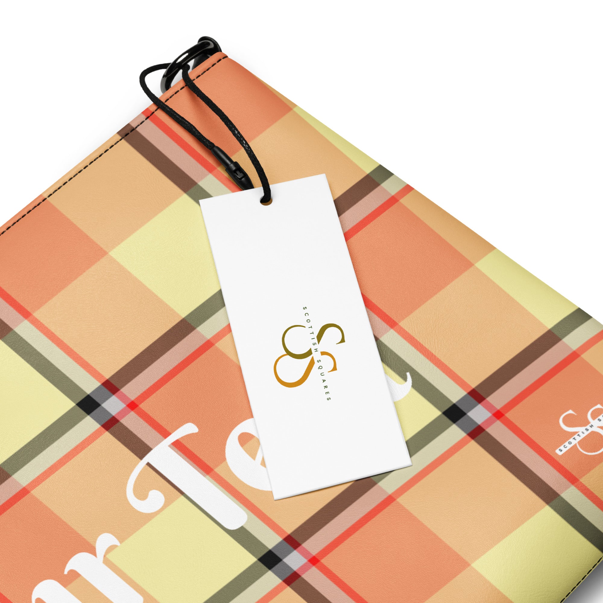 Personalized Crossbody Bag Claystone and Morning Mist Plaid - Scottish Squares