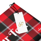 Personalized Crossbody Bag Red Ribbon and Heavy Metal Plaid - Scottish Squares