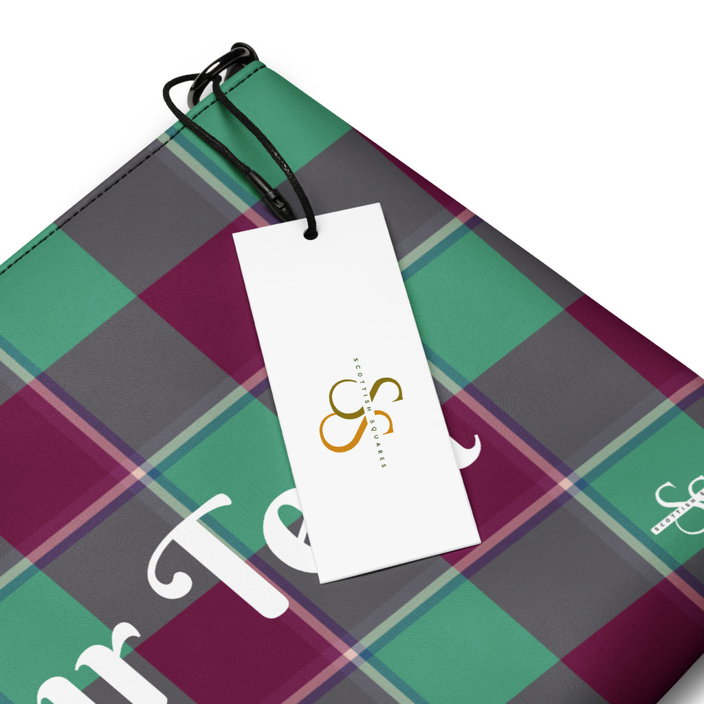Personalized Crossbody Bag Ocean Green and Mulberry Wood Plaid - Scottish Squares