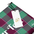 Personalized Crossbody Bag Ocean Green and Mulberry Wood Plaid - Scottish Squares