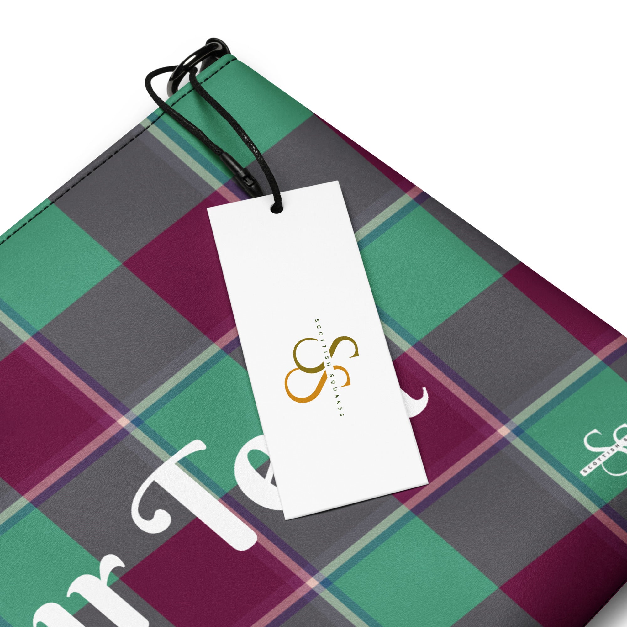 Personalized Crossbody Bag Ocean Green and Mulberry Wood Plaid - Scottish Squares