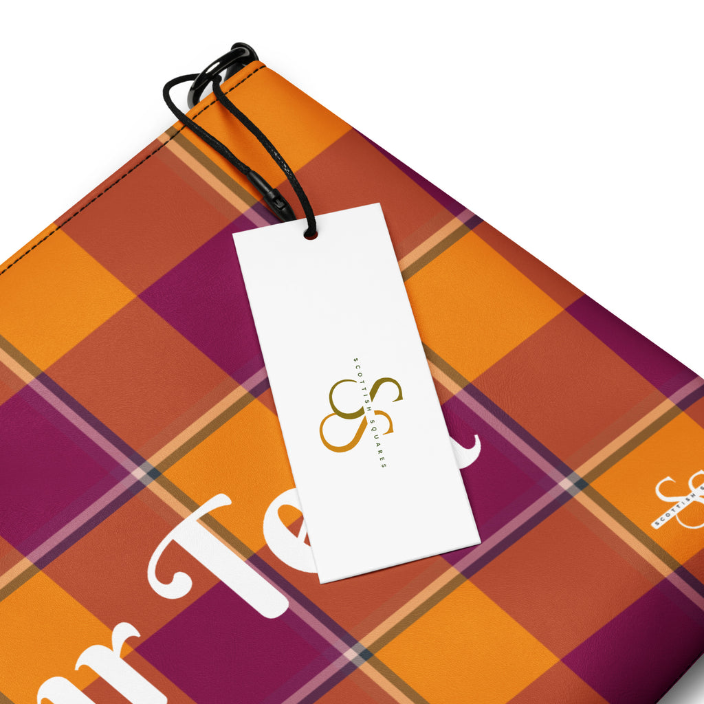 Personalized Crossbody Bag Tahiti Gold and Rose Bud Cherry Plaid - Scottish Squares