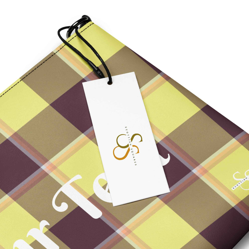 Personalized Crossbody Bag Flax and Livid Brown Plaid - Scottish Squares