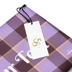 Personalized Crossbody Bag Light Wisteria and Livid Brown Plaid - Scottish Squares