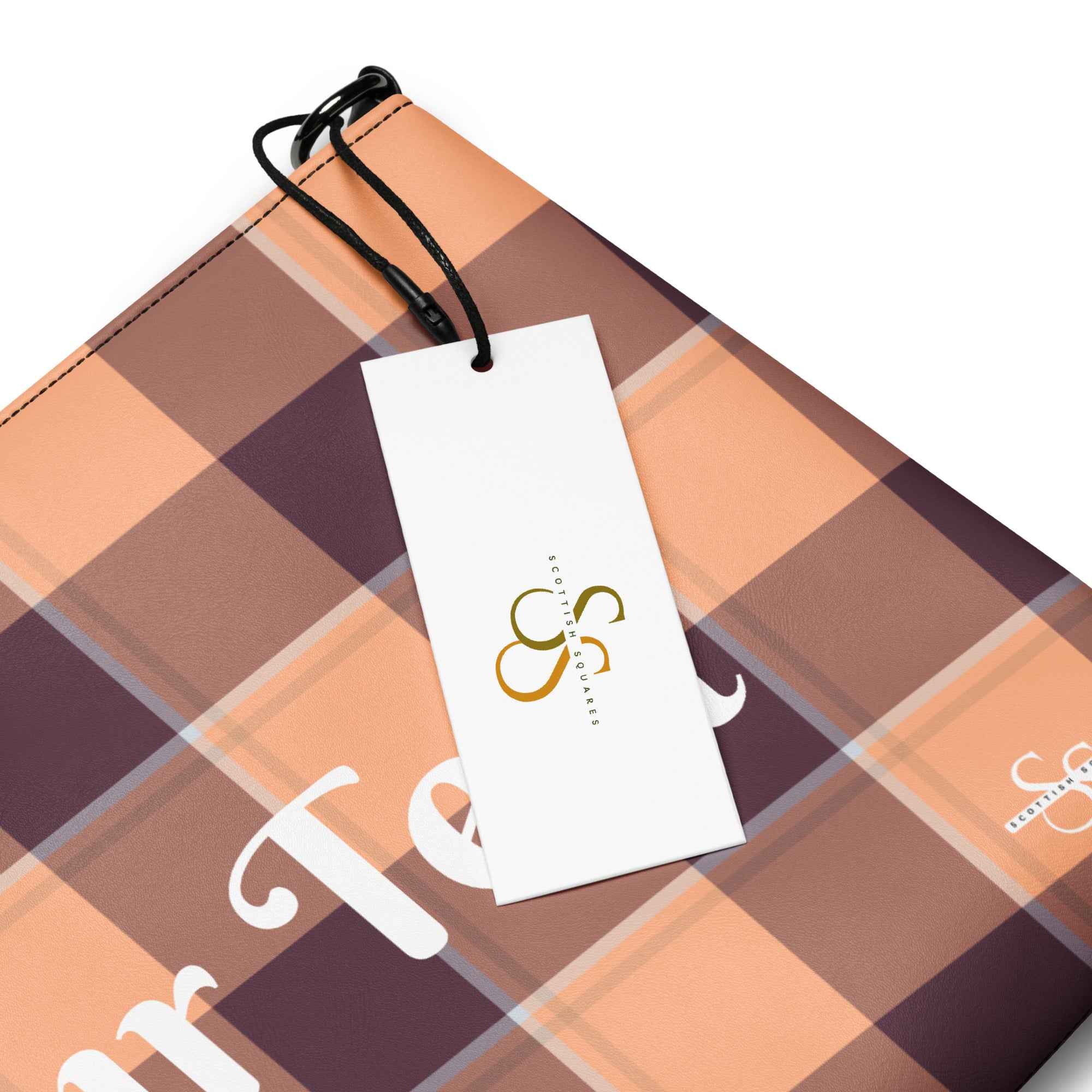 Personalized Crossbody Bag Hit Pink and Livid Brown Plaid - Scottish Squares