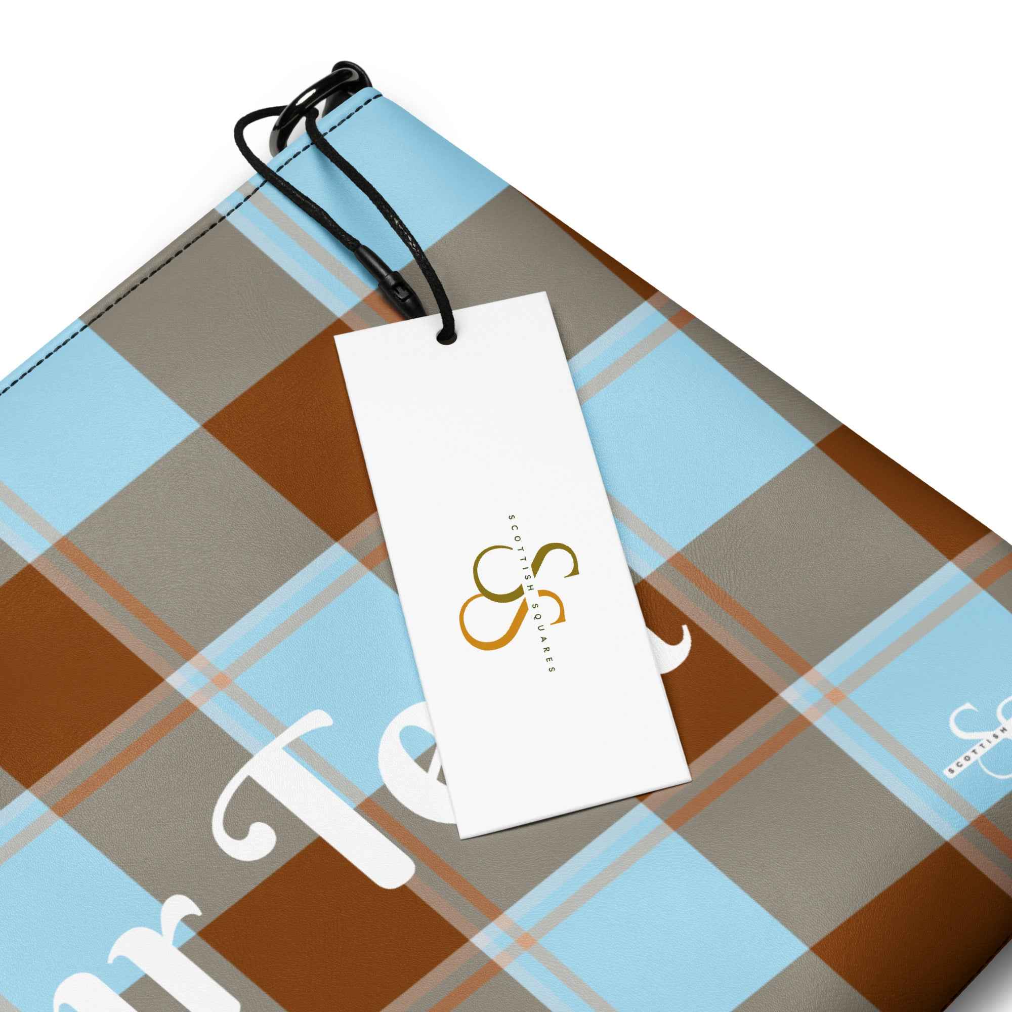 Personalized Crossbody Bag Blizzard Blue and Livid Brown Plaid - Scottish Squares