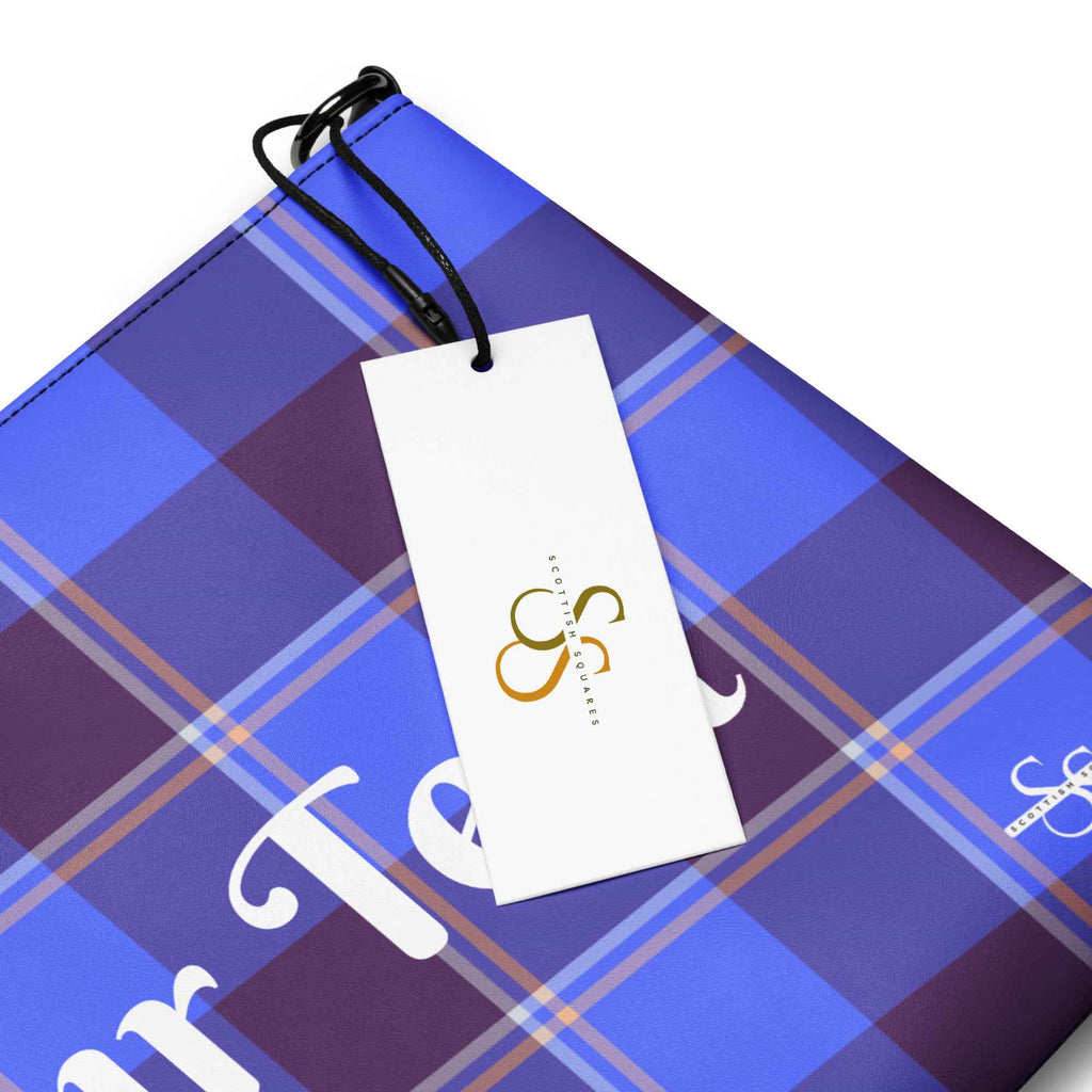 Personalized Crossbody Bag Cornflower Blue and Livid Brown Plaid - Scottish Squares