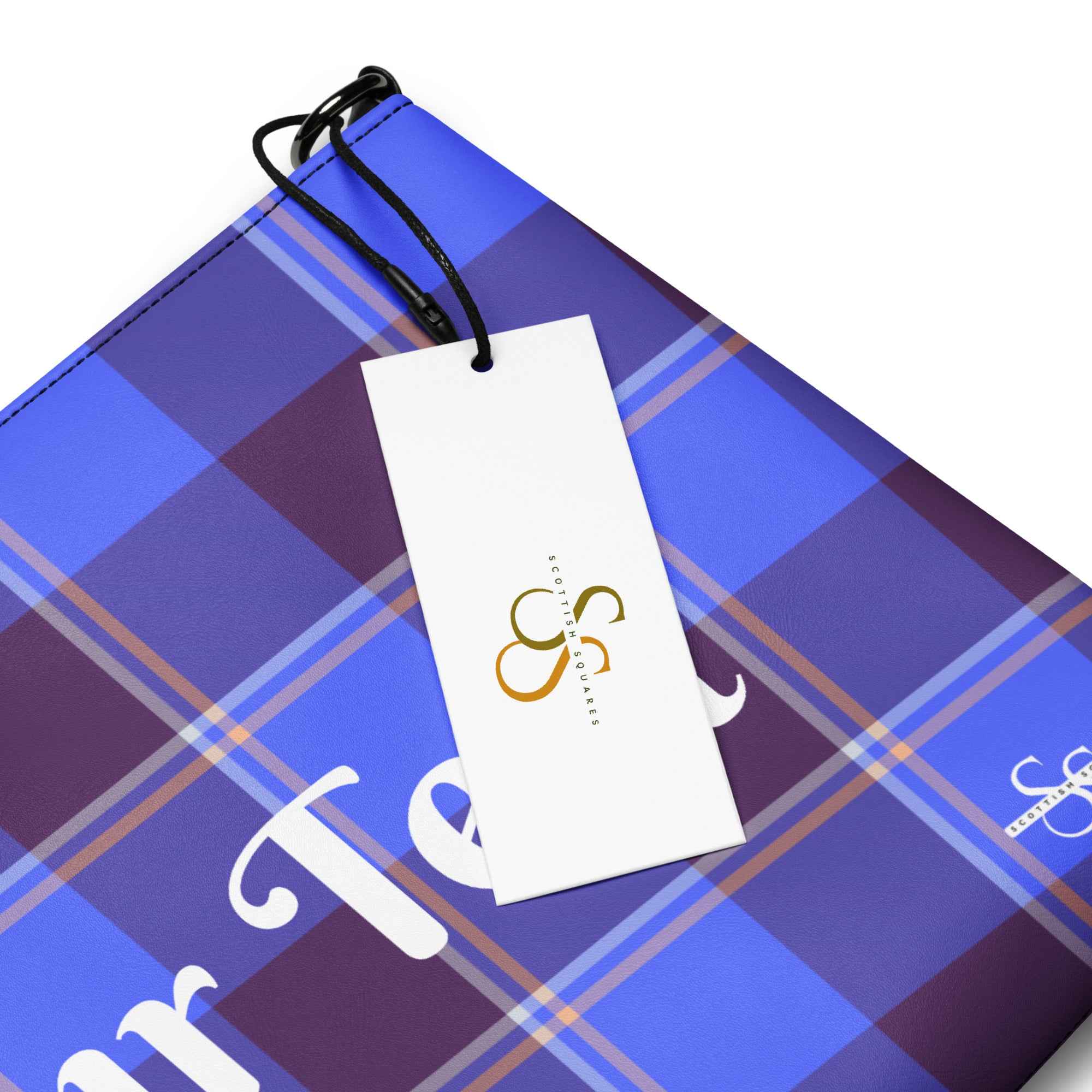 Personalized Crossbody Bag Cornflower Blue and Livid Brown Plaid - Scottish Squares