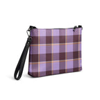 Personalized Crossbody Bag Light Wisteria and Livid Brown Plaid - Scottish Squares