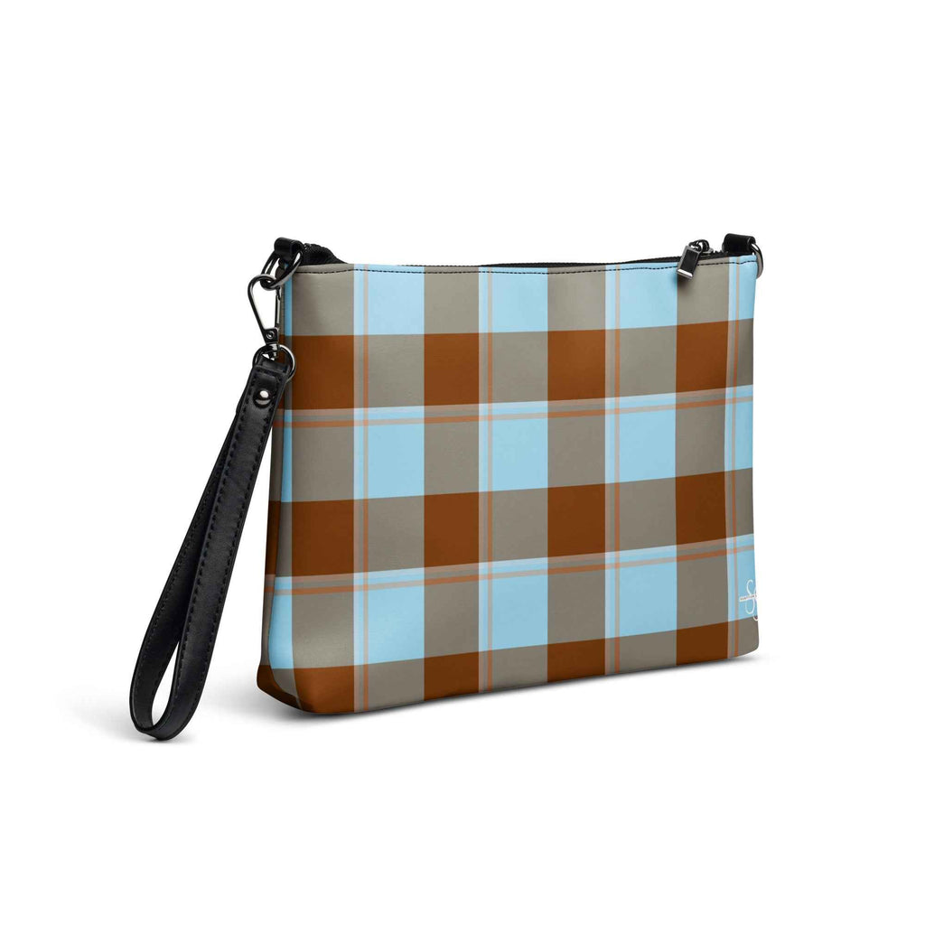 Personalized Crossbody Bag Blizzard Blue and Livid Brown Plaid - Scottish Squares