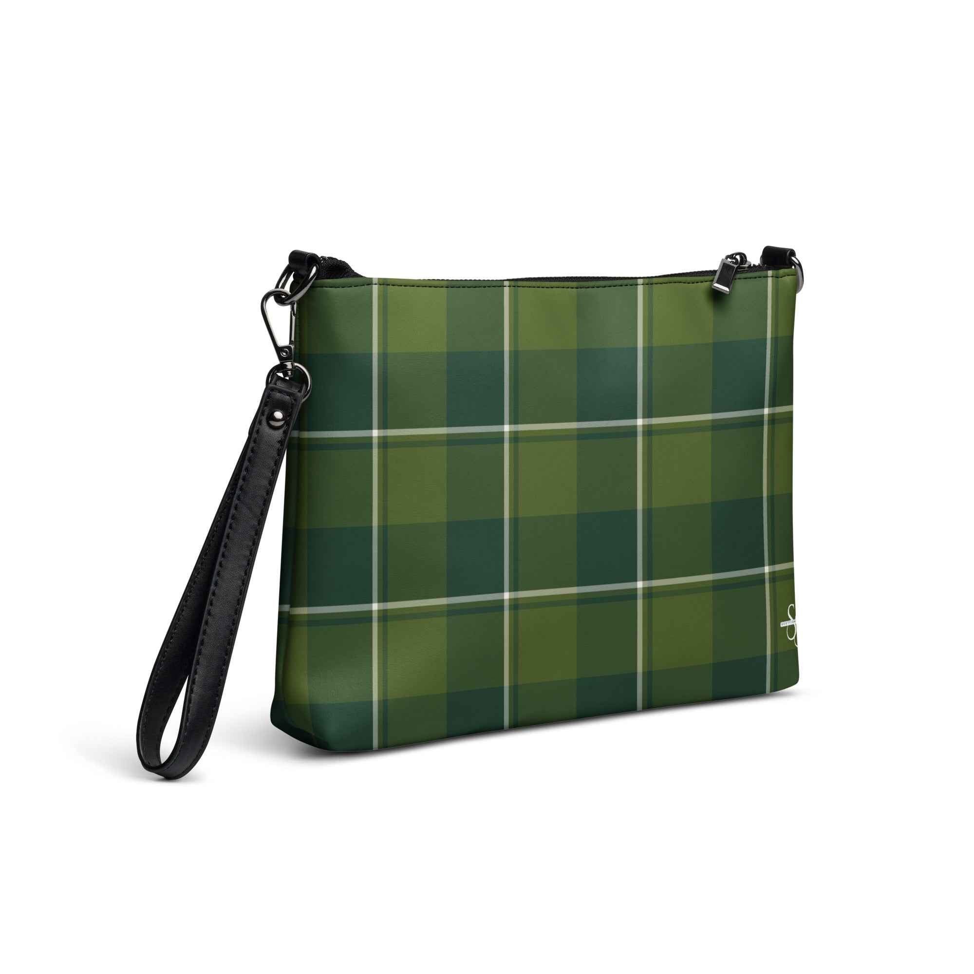 Personalized Crossbody Bag Woodland and Evergreen Plaid - Scottish Squares