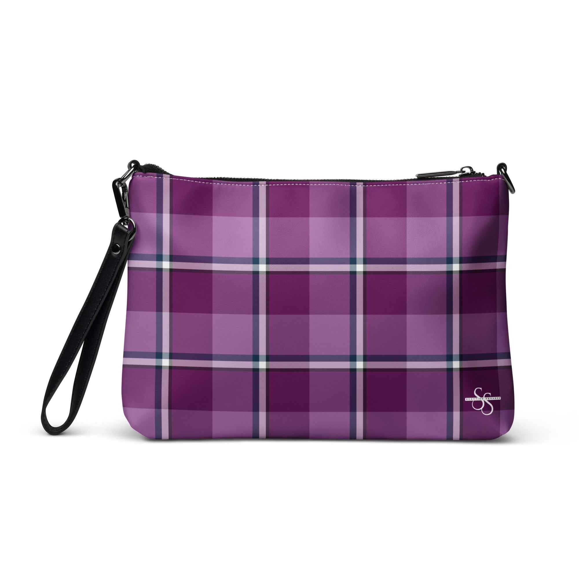 Personalized Purple and Trendy Pink Plaid Crossbody Bag - Scottish Squares