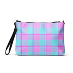 Personalized Crossbody Bag Mauve and Coastal Mist Plaid - Scottish Squares