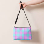 Personalized Crossbody Bag Mauve and Coastal Mist Plaid - Scottish Squares
