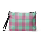 Personalized Crossbody Bag Vista Blue and Turkish Rose Plaid - Scottish Squares