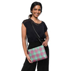 Personalized Crossbody Bag Vista Blue and Turkish Rose Plaid - Scottish Squares