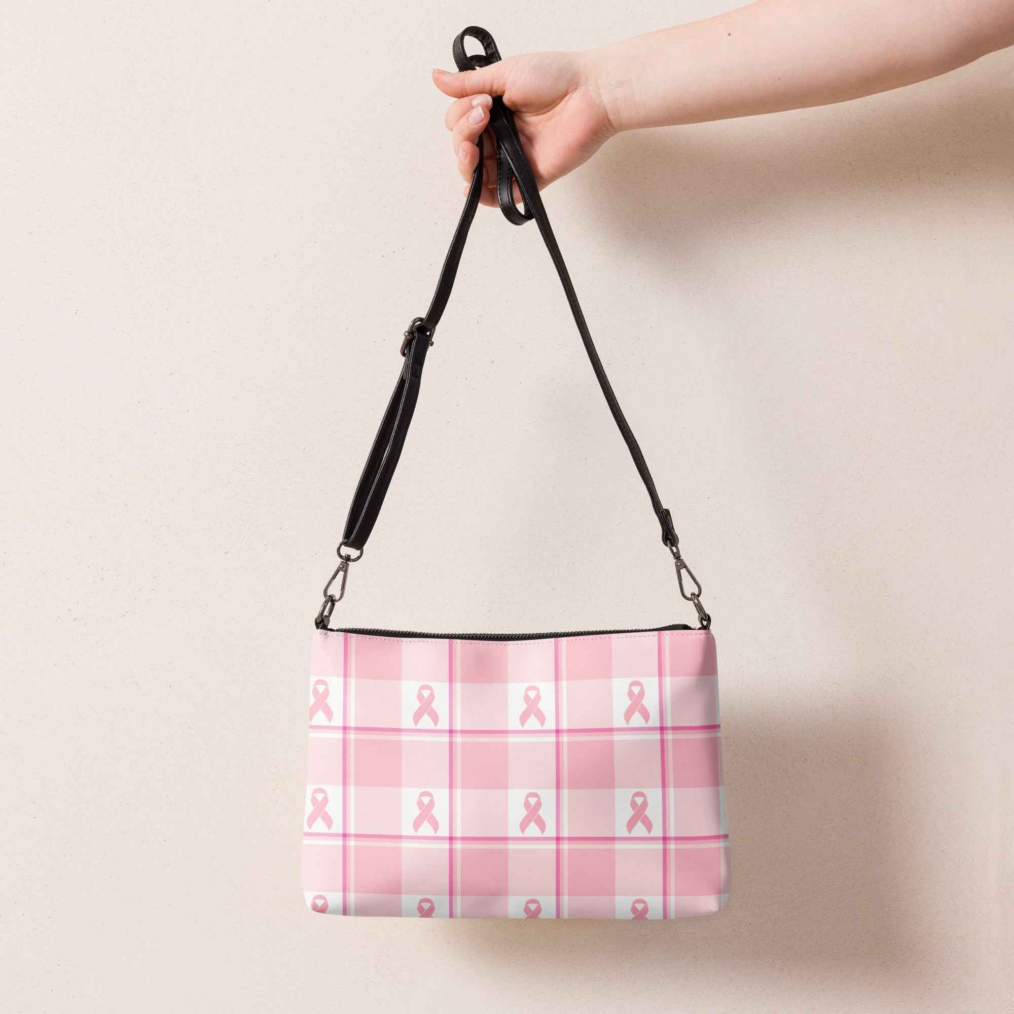 Crossbody Bag Breast Cancer Awareness Plaid - Scottish Squares