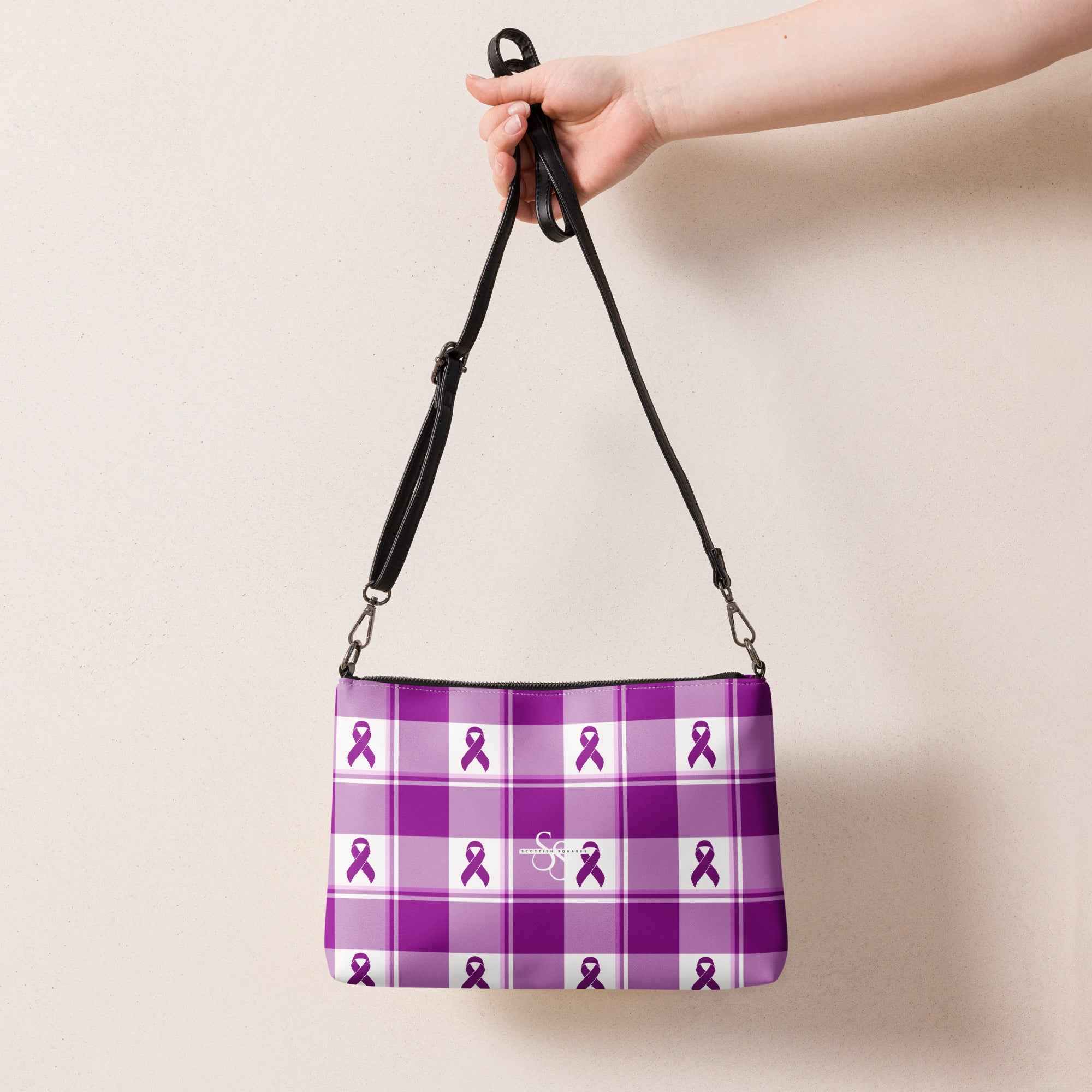 Crossbody Bag Pancreatic Cancer Awareness Plaid - Scottish Squares
