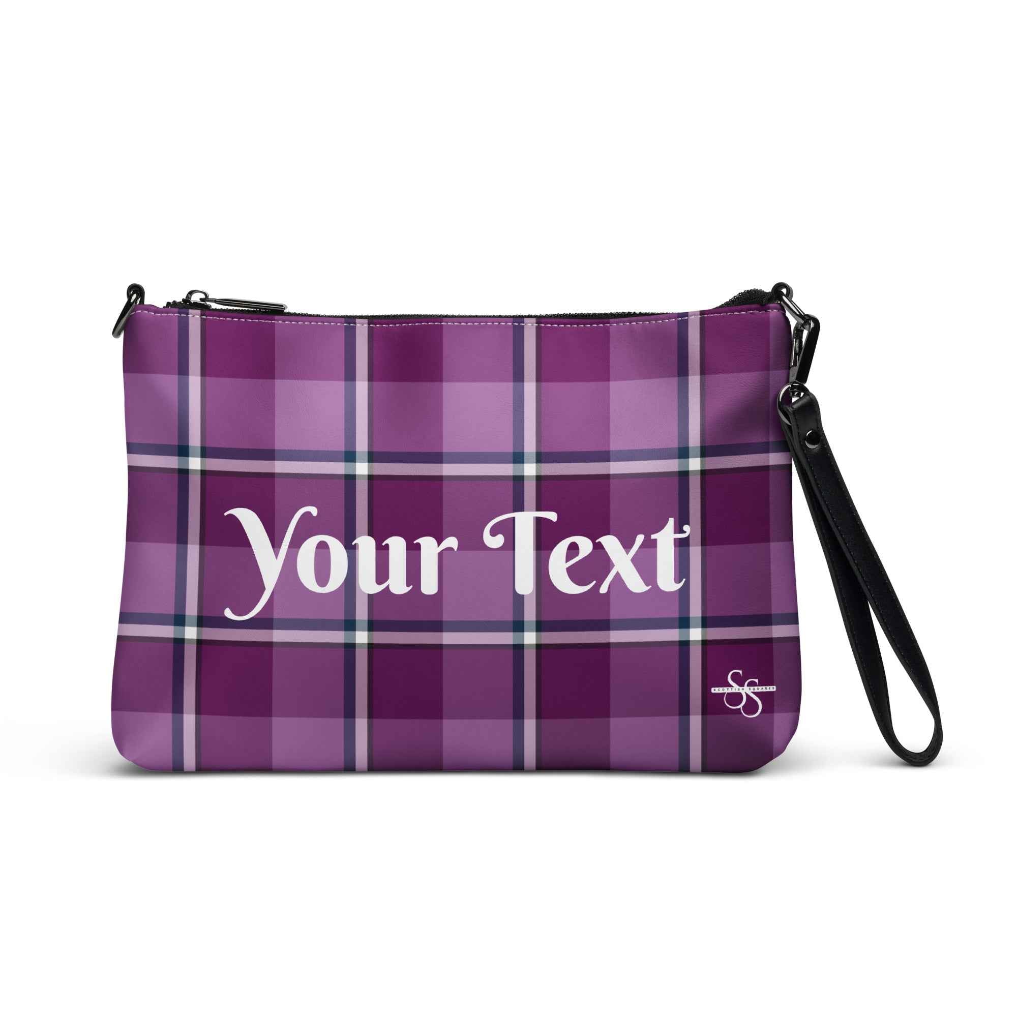 Personalized Purple and Trendy Pink Plaid Crossbody Bag - Scottish Squares