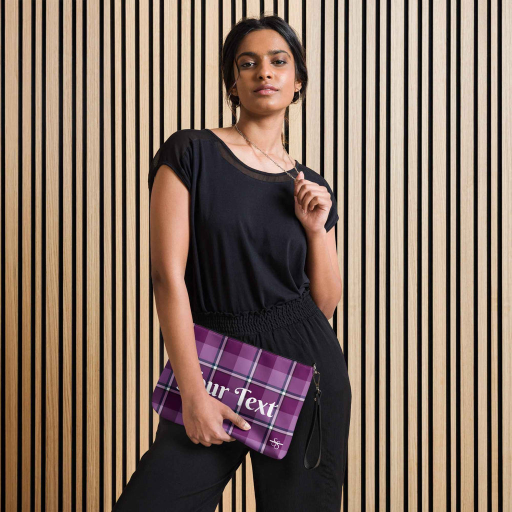 Personalized Purple and Trendy Pink Plaid Crossbody Bag - Scottish Squares