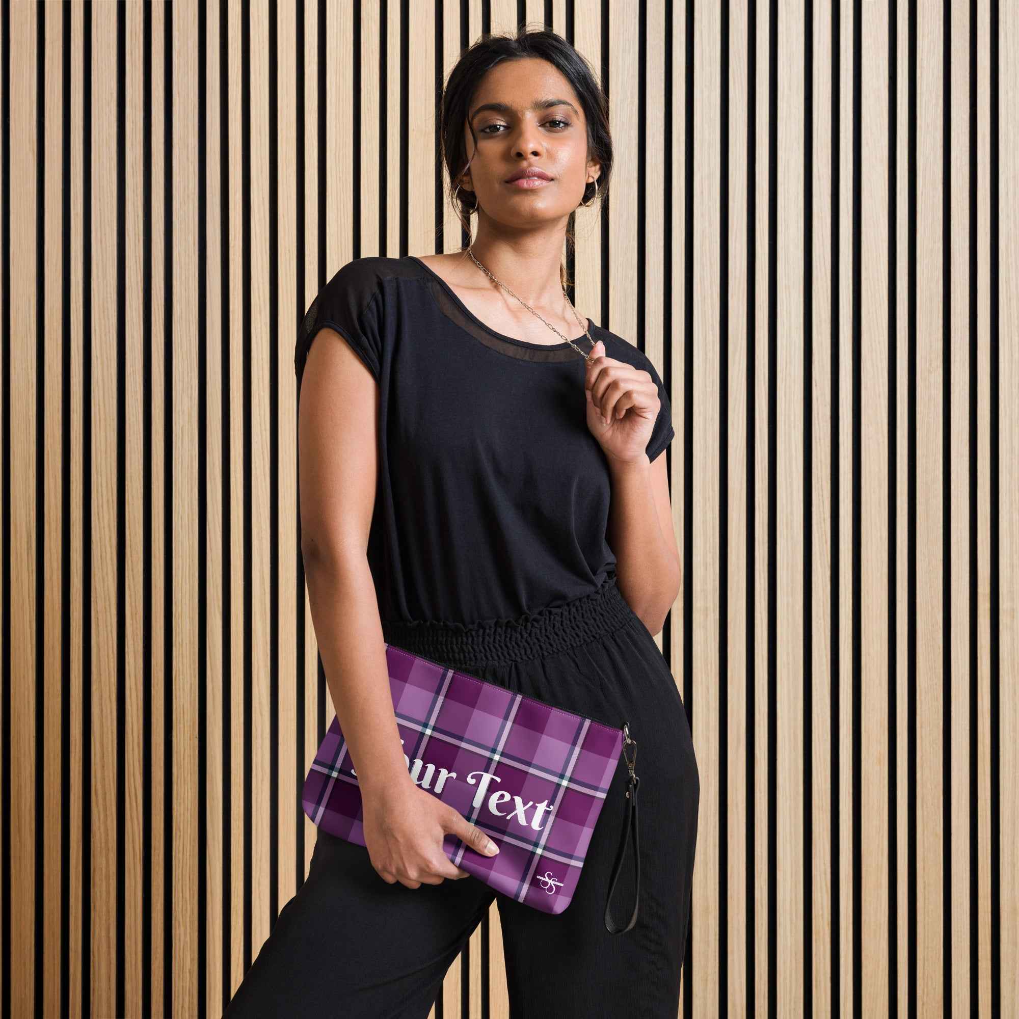Personalized Purple and Trendy Pink Plaid Crossbody Bag - Scottish Squares