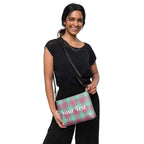 Personalized Crossbody Bag Vista Blue and Turkish Rose Plaid - Scottish Squares