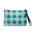 Crossbody Bag Cervical Cancer Awareness Plaid, Teal Ribbon, Supportive Gift - Scottish Squares