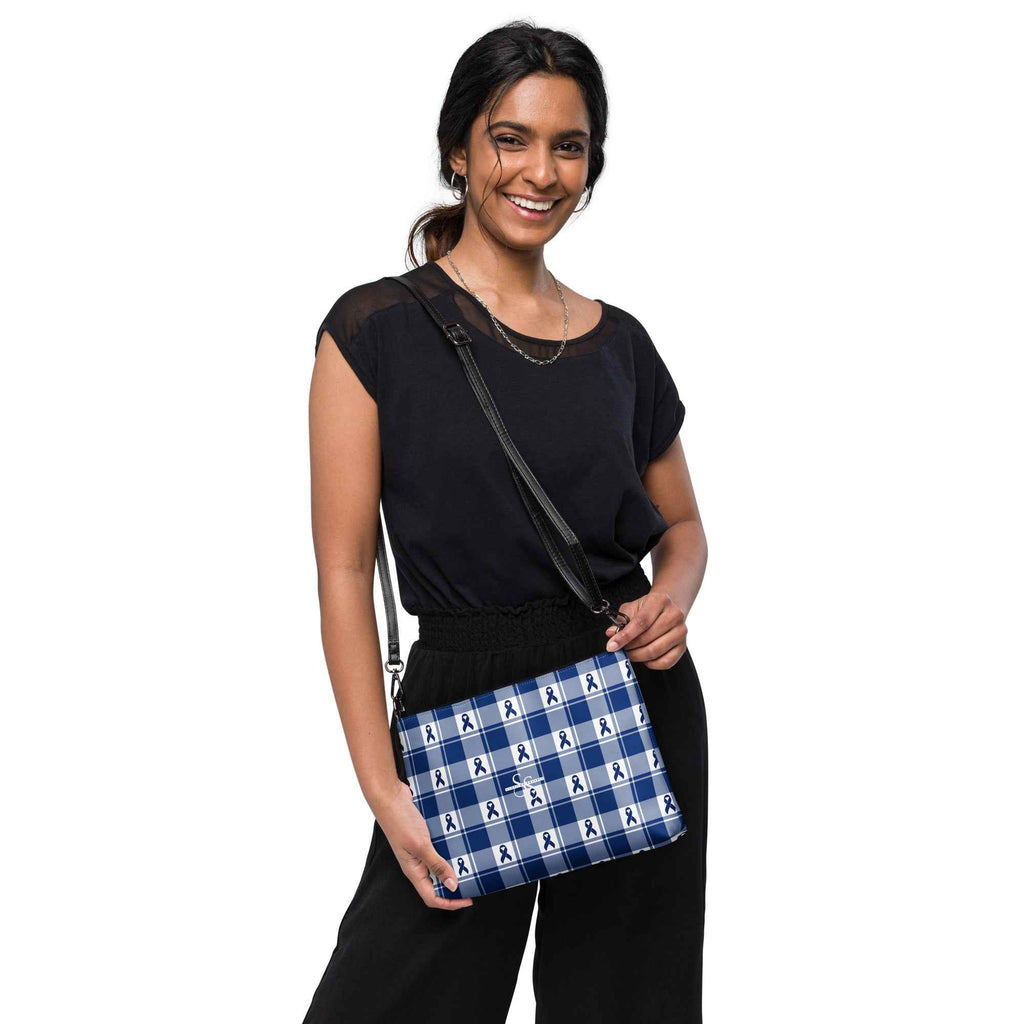 Crossbody Bag Colorectal Cancer Awareness Plaid, Dark Blue Ribbon, Supportive Gift Default Title - Scottish Squares