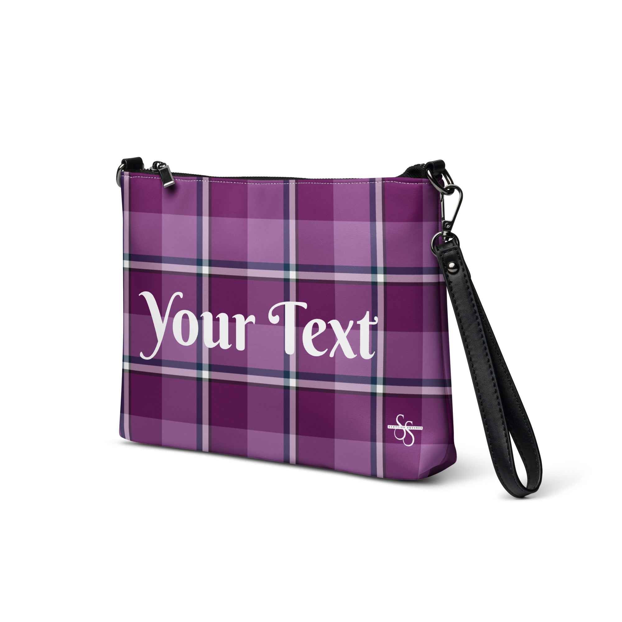 Personalized Purple and Trendy Pink Plaid Crossbody Bag - Scottish Squares