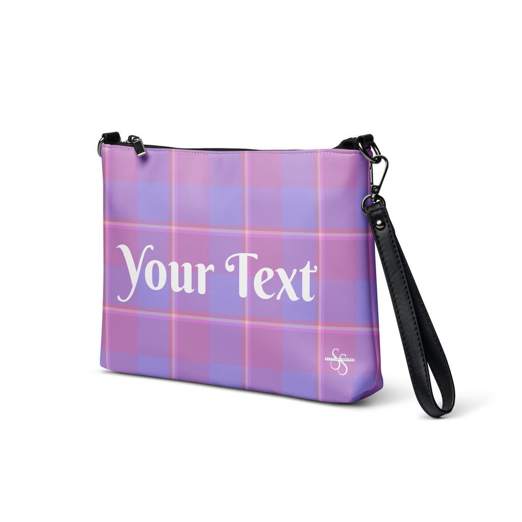 Personalized Crossbody Bag Viola and Dull Lavender Plaid - Scottish Squares