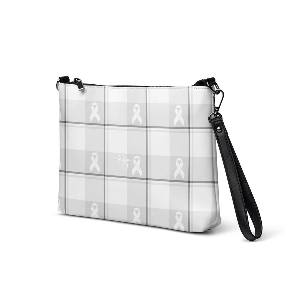 Crossbody Bag Lung Cancer Awareness Plaid, White Ribbon, Supportive Gift - Scottish Squares