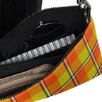 Personalized Blaze Orange and Bird Flower Crossbody Bag - Scottish Squares