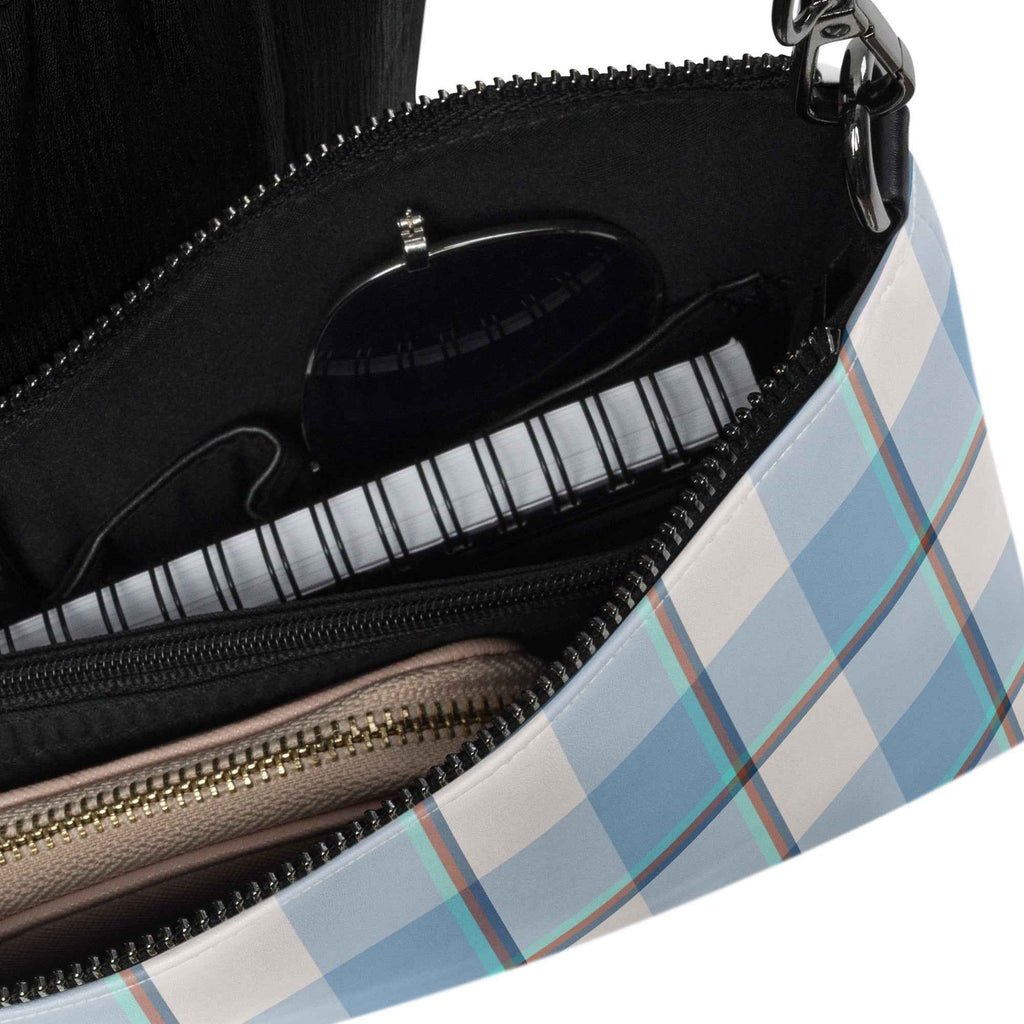 Personalized Crossbody Bag Pink Cloud and Blue Lagoon Plaid - Scottish Squares