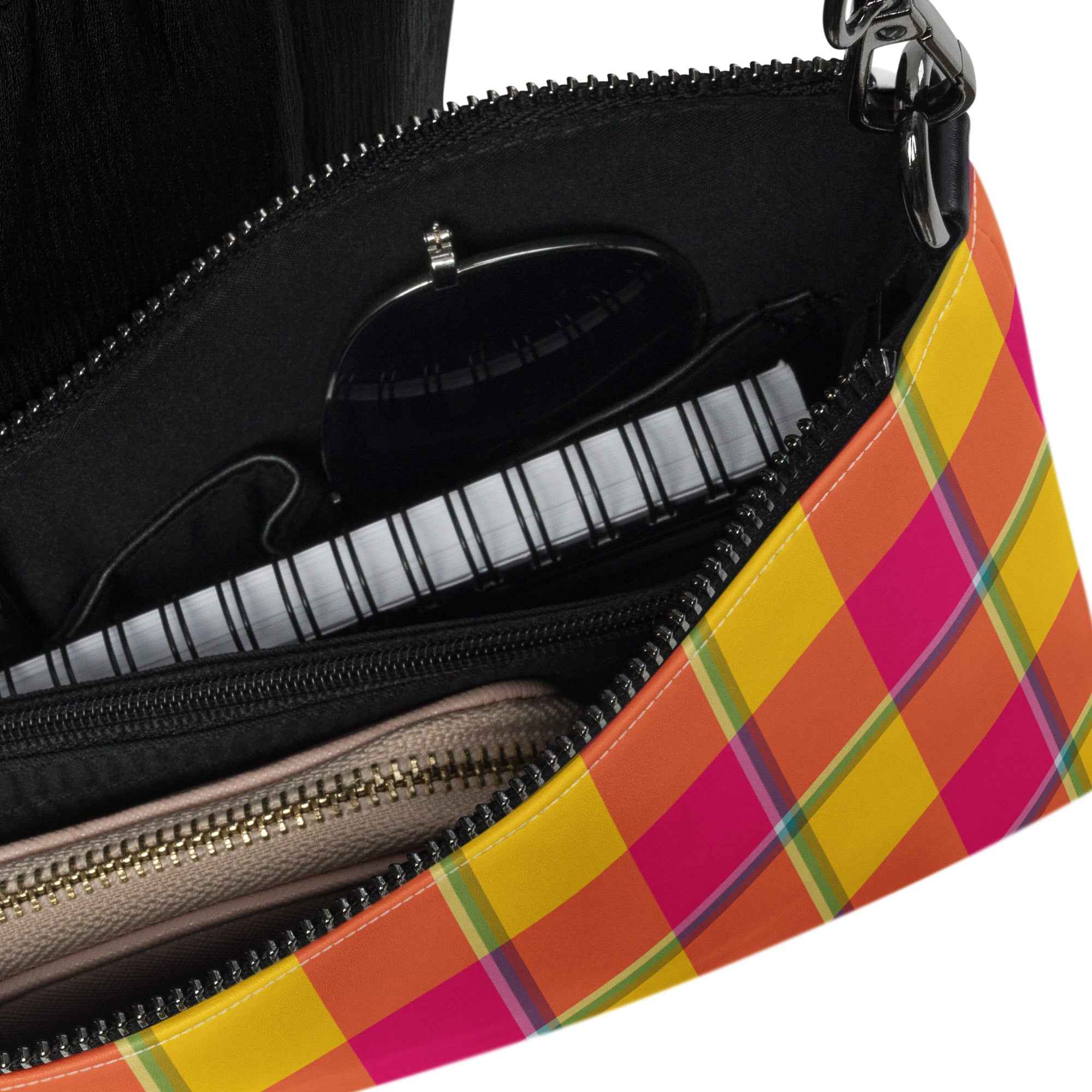 Personalized Crossbody Bag Corn and Razzmatazz Plaid - Scottish Squares