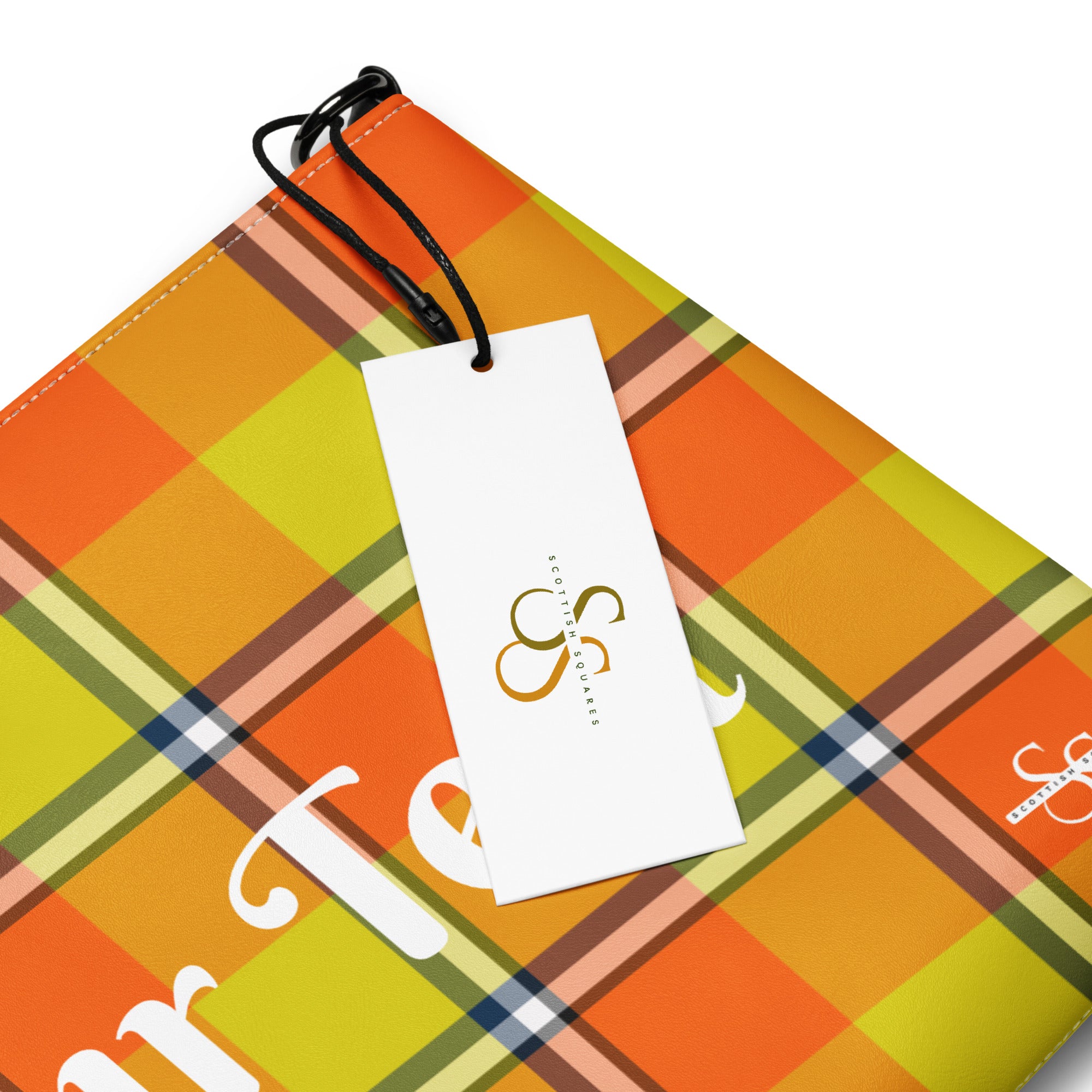 Personalized Blaze Orange and Bird Flower Crossbody Bag - Scottish Squares