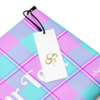 Personalized Crossbody Bag Mauve and Coastal Mist Plaid - Scottish Squares