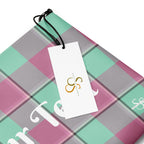 Personalized Crossbody Bag Vista Blue and Turkish Rose Plaid - Scottish Squares