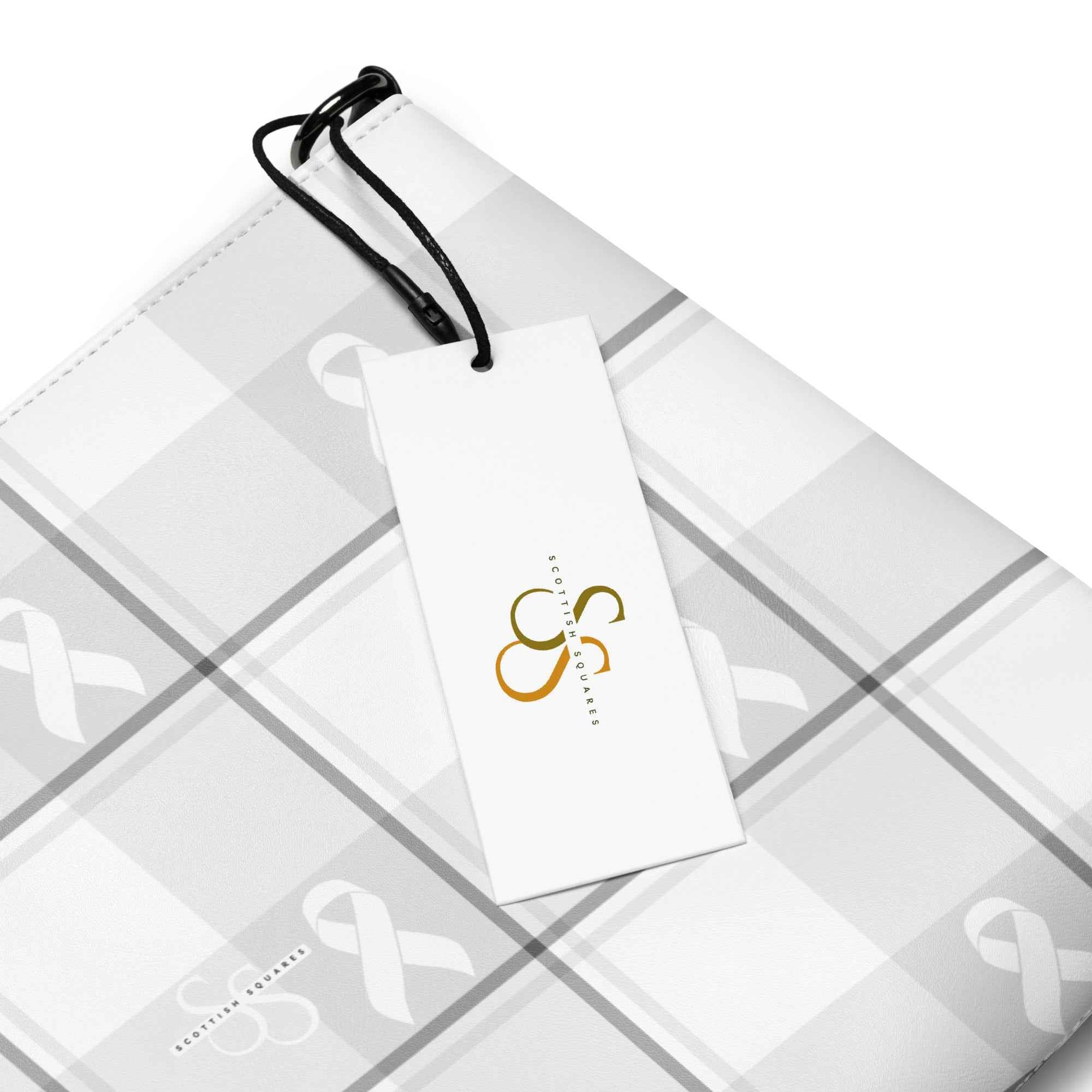 Crossbody Bag Lung Cancer Awareness Plaid, White Ribbon, Supportive Gift - Scottish Squares
