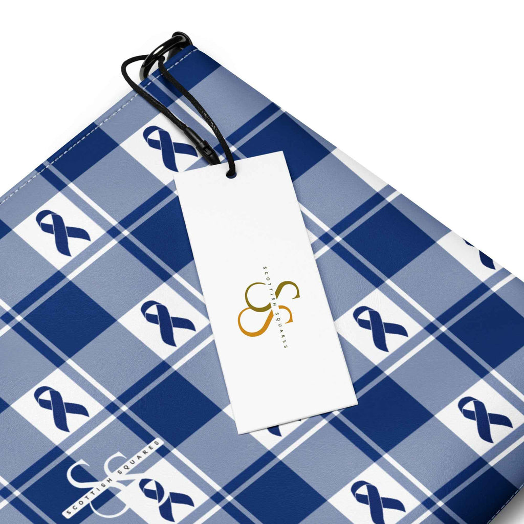 Crossbody Bag Colorectal Cancer Awareness Plaid, Dark Blue Ribbon, Supportive Gift - Scottish Squares