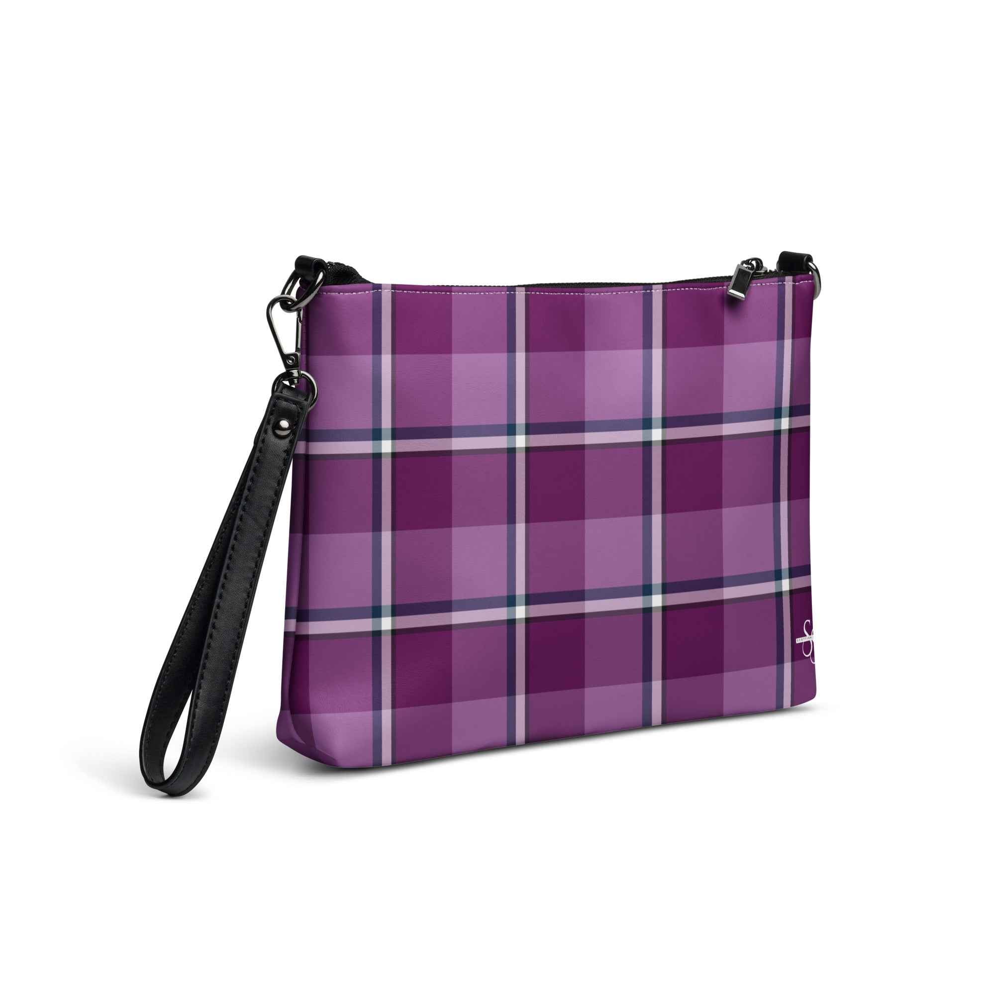 Personalized Purple and Trendy Pink Plaid Crossbody Bag - Scottish Squares