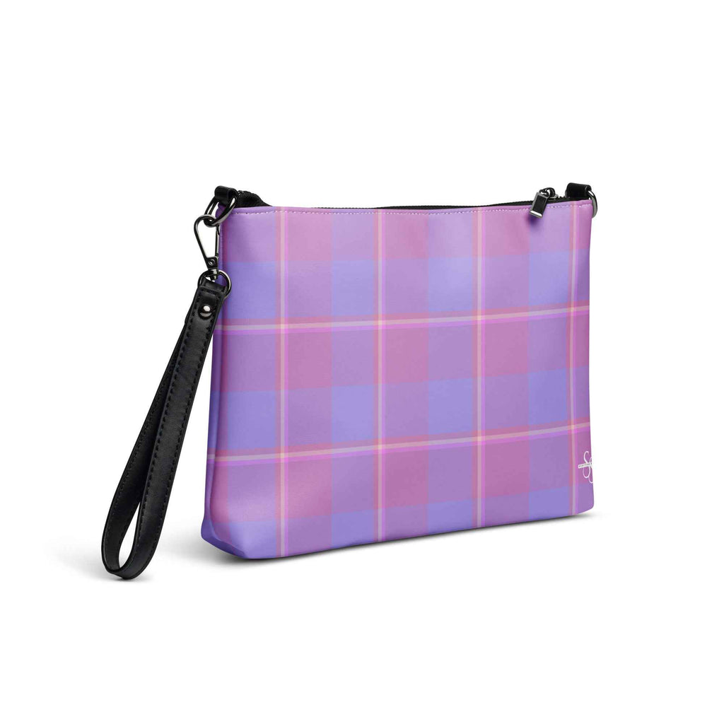 Personalized Crossbody Bag Viola and Dull Lavender Plaid - Scottish Squares