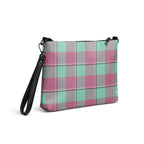 Personalized Crossbody Bag Vista Blue and Turkish Rose Plaid - Scottish Squares