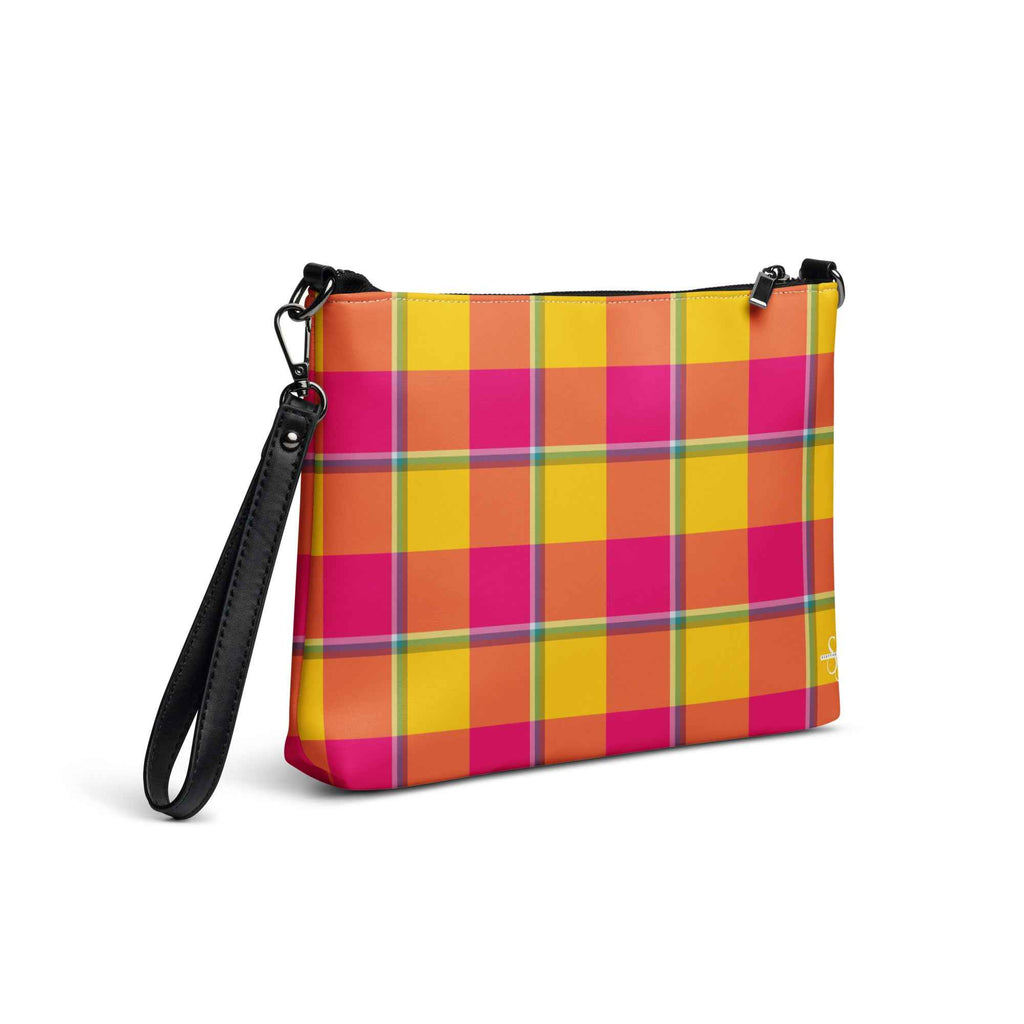 Personalized Crossbody Bag Corn and Razzmatazz Plaid - Scottish Squares