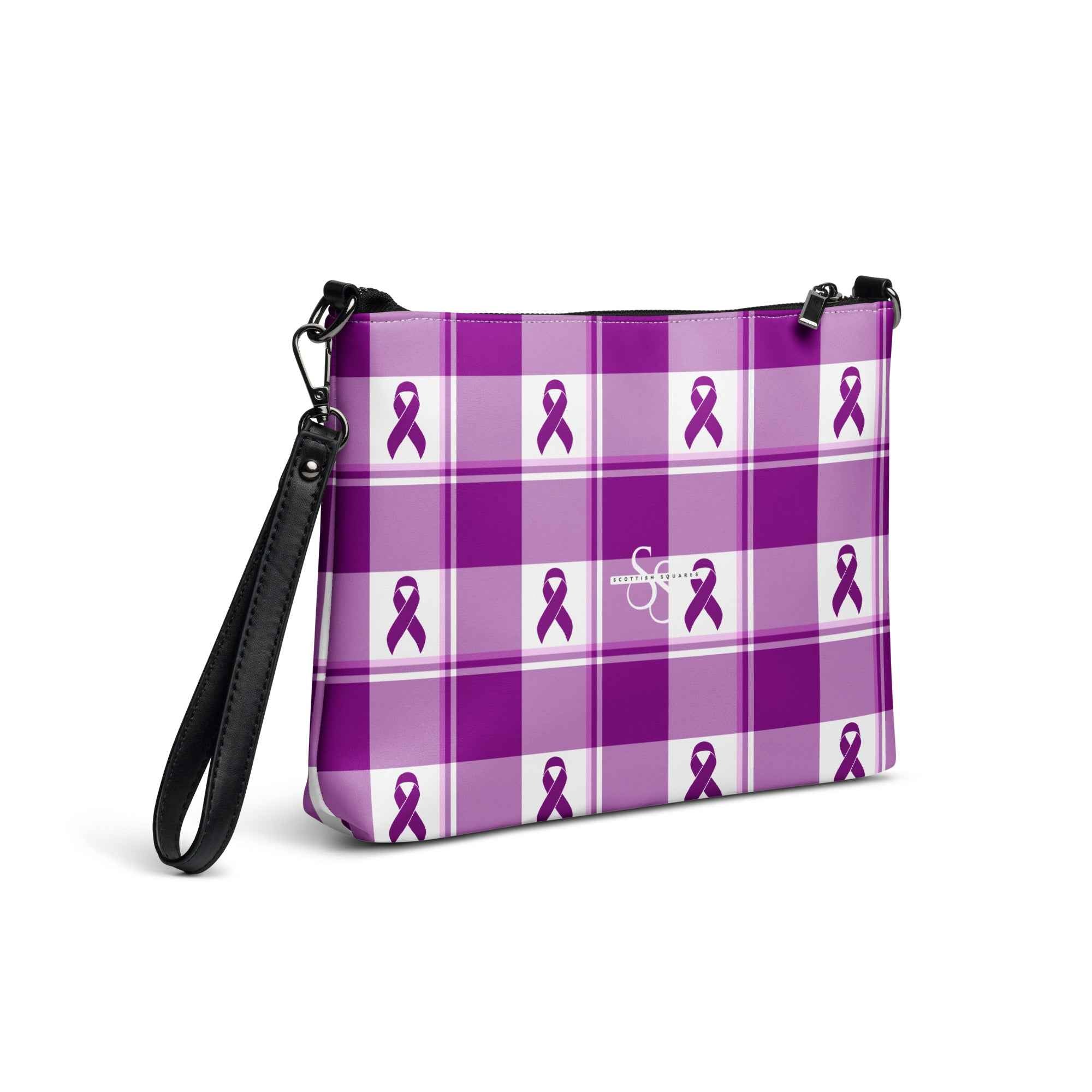 Crossbody Bag Pancreatic Cancer Awareness Plaid - Scottish Squares