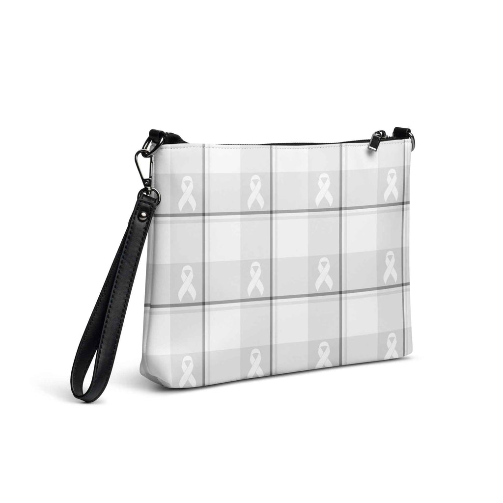 Crossbody Bag Lung Cancer Awareness Plaid, White Ribbon, Supportive Gift - Scottish Squares